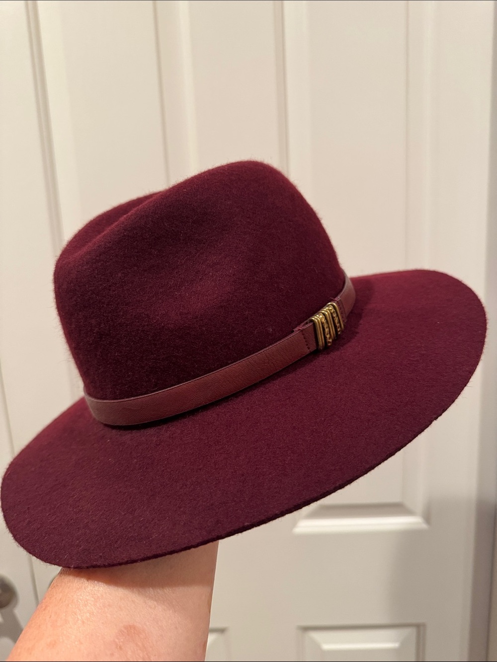 Lucky Brand Wine Wool Fedora with Leather Band